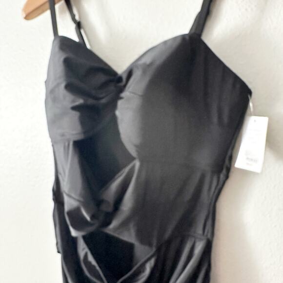 Cacique Lightly Lined No Wire Black One Piece Swimsuit women's plus size 20 NEW - Picture 6 of 11